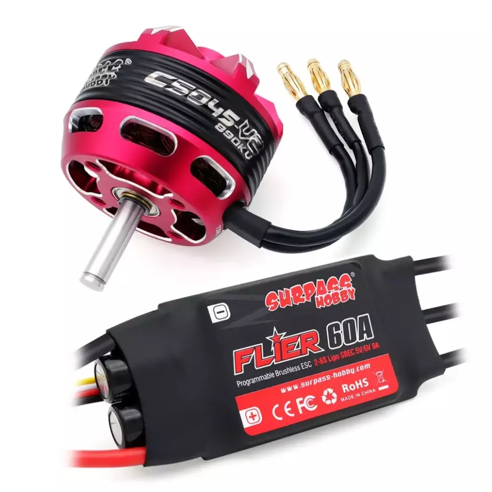 Комплект Surpass Hobby C5045 V2 890KV мотор с регулятором Flier 60A ESC